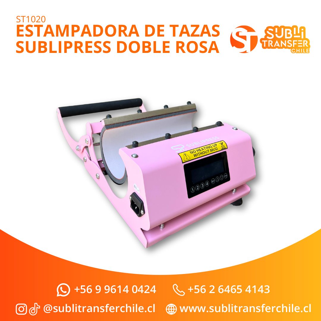 ST1055 Estampadora de Tazas Doble Sublipress Rosa - Entrega inmediata