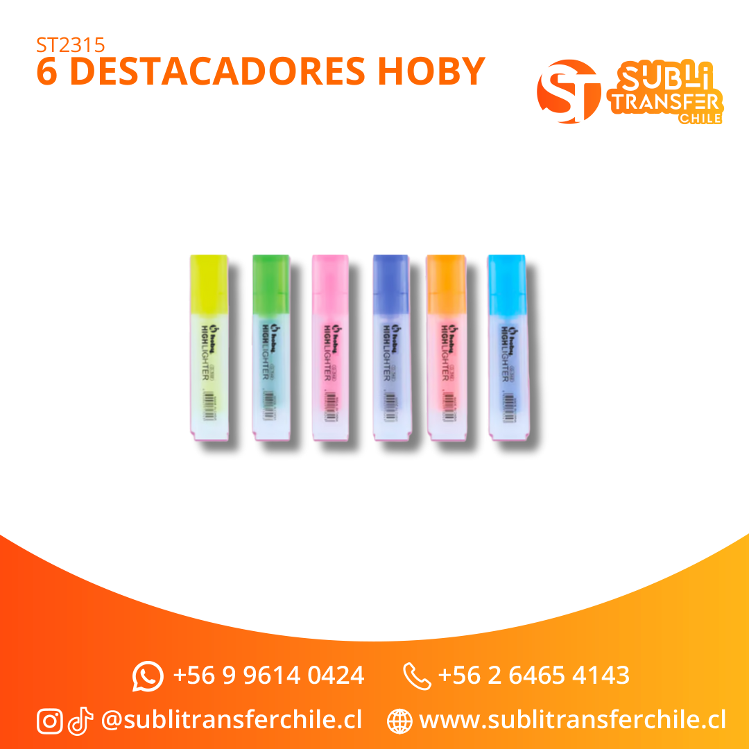 ST2315 6 Destacadores Hoby - Entrega Inmediata