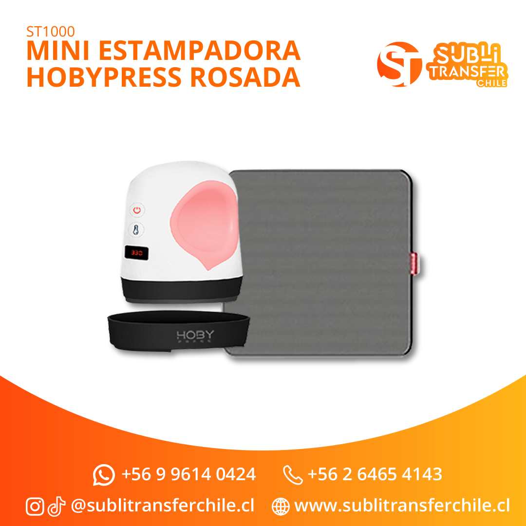 ST1000 Mini Estampadora HobyPress Rosada - Entrega Inmediata