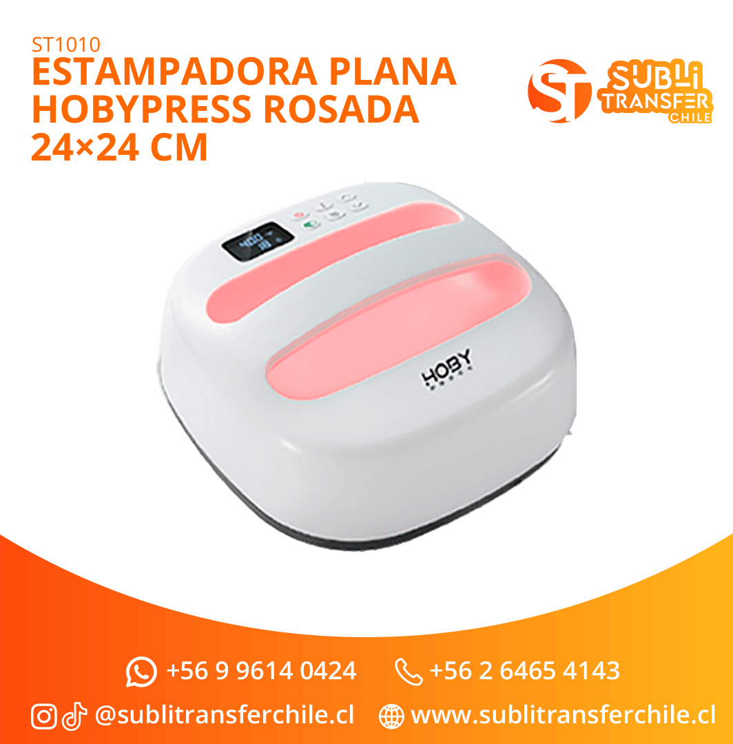 ST1010 Estampadora Plana HobyPress Rosada 24×24 cm - Entrega Inmediata