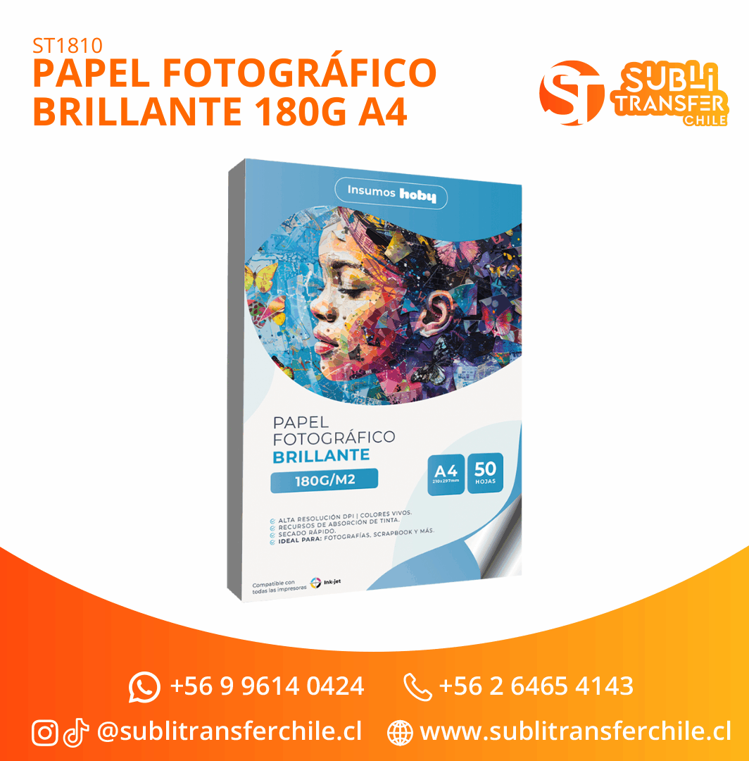 ST1810 Papel Fotográfico Brillante 180g A4 – Entrega Inmediata