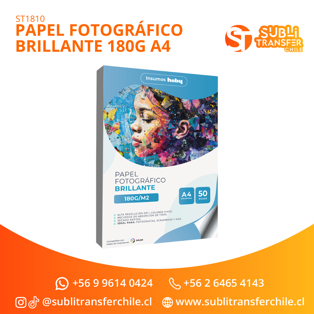 ST1810 Papel Fotográfico Brillante 180g A4 – Entrega Inmediata