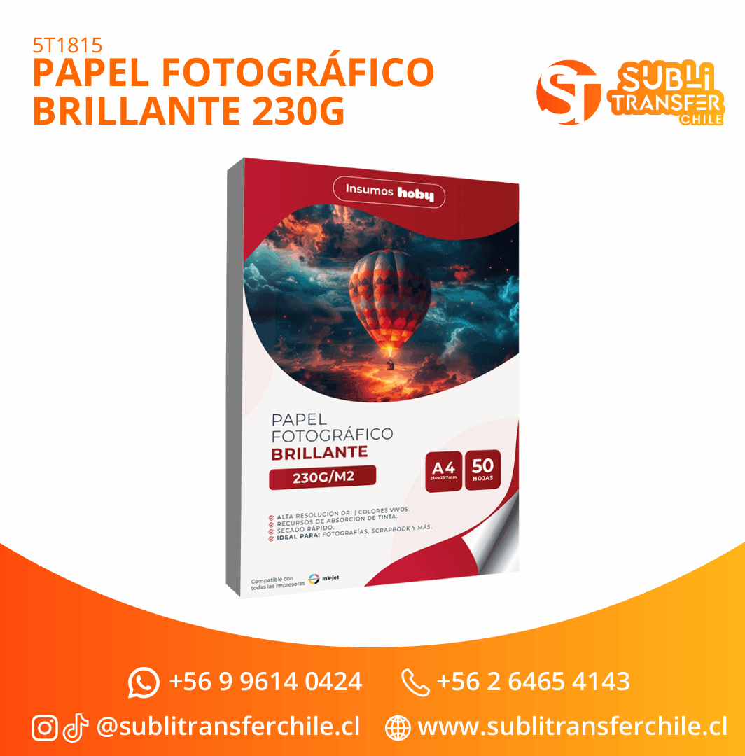 ST1815 Papel Fotográfico Brillante 230g A4 – Entrega Inmediata